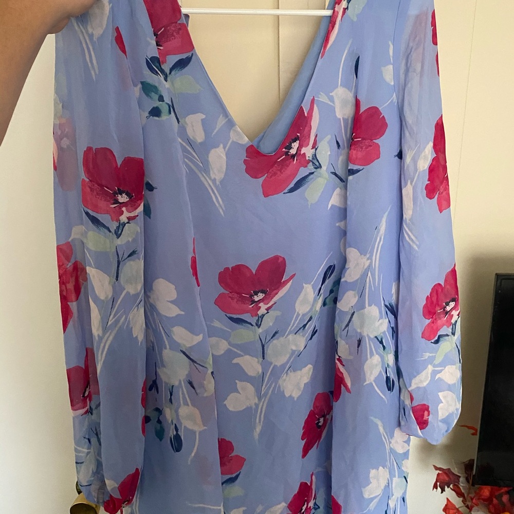 Large blue floral dress